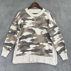 Aerie Pullover‎ Crewneck Sweater Women Size S Brown Multicolor Drop Shoulder